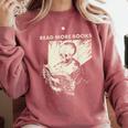Skeleton Read More Books Comfort Colors Sweatshirt Orchid