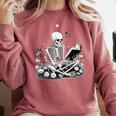 Skeleton Reading Book Floral Dark For Book Lovers Comfort Colors Sweatshirt Orchid Skeleton Reading Book Floral Dark For Book Lovers Comfort Colors Sweatshirt Orchid