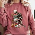 Skeleton Reading Book Halloween Bookworm Bibliophile Reader Comfort Colors Sweatshirt Orchid Skeleton Reading Book Halloween Bookworm Bibliophile Reader Comfort Colors Sweatshirt Orchid