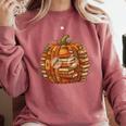 Smart Book Pumpkin Retro Fall Teacher Reading Halloween Comfort Colors Sweatshirt Orchid