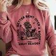 Smut Reader Skeleton Book Lover Dark Humor Art Premium Tri-Blend Comfort Colors Sweatshirt Orchid