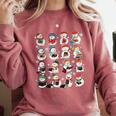 Snowman Reading Book Christmas Cozy Book Lover Bookish Comfort Colors Sweatshirt Orchid