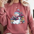 Snowman Reading Book Lovers Christmas Bookworm Librarian Comfort Colors Sweatshirt Orchid Snowman Reading Book Lovers Christmas Bookworm Librarian Comfort Colors Sweatshirt Orchid