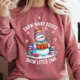 Snowman Reading Snow Many Books Snow Little Time Winter Comfort Colors Sweatshirt Orchid