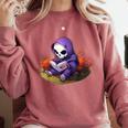 Spooky Grim Reaper Reading A Book Cute Creepy Halloween Comfort Colors Sweatshirt Orchid Spooky Grim Reaper Reading A Book Cute Creepy Halloween Comfort Colors Sweatshirt Orchid