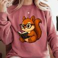 Squirrel Reading Book Lover Comfort Colors Sweatshirt Orchid