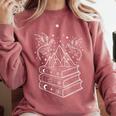 Stack Of Books And Dragons Bookworm Fantasy Books Lover Comfort Colors Sweatshirt Orchid Stack Of Books And Dragons Bookworm Fantasy Books Lover Comfort Colors Sweatshirt Orchid