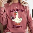 Teacher Silly Goose Reading Book Teaching Tiny Human Tamer Comfort Colors Sweatshirt Orchid