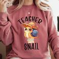 Teacher Snail With Glasses On Books Cute Pre-K Kindergarten Comfort Colors Sweatshirt Orchid Teacher Snail With Glasses On Books Cute Pre-K Kindergarten Comfort Colors Sweatshirt Orchid