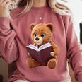 Teddy Bear Reading a Book Comfort Colors Sweatshirt Orchid
