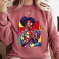 History Woman Reading Book Geometric Girl Educated Comfort Colors Sweatshirt Orchid