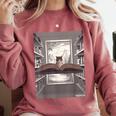Totally Weird Tees Cat Library Book Reading Literary Comfort Colors Sweatshirt Orchid