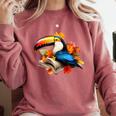Toucan Reading Book Comfort Colors Sweatshirt Orchid