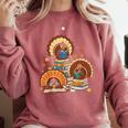 Turkey Read Books Reading Fall Thanksgiving Teacher Comfort Colors Sweatshirt Orchid