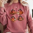 Turkey Reading Books Shirt Thanksgiving Turkey Bookworm Comfort Colors Sweatshirt Orchid
