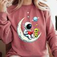 UFO Alien Astronaut Reading Book In Space Comfort Colors Sweatshirt Orchid