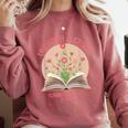 Unearth a Story 2026 Summer Reading Program Flowers Book Comfort Colors Sweatshirt Orchid