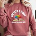 Unearth a Story 2026 Summer Reading Program Tree Book Comfort Colors Sweatshirt Orchid
