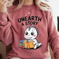 Unearth a Story Cute Dinosaur Summer Reading 2026 Dino Book Comfort Colors Sweatshirt Orchid Unearth a Story Cute Dinosaur Summer Reading 2026 Dino Book Comfort Colors Sweatshirt Orchid
