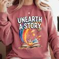 Unearth A Story Rainbow Treasure Book Comfort Colors Sweatshirt Orchid
