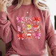 Valentine Cupid Coquette Pink Bow Apple Books Teacher Comfort Colors Sweatshirt Orchid
