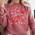 Valentine Teacher Coquette Bow Pencil Heart Book Girl Women Comfort Colors Sweatshirt Orchid