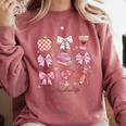 Valentine Teacher Cute Bows Apple Globe Pencil Books Art Comfort Colors Sweatshirt Orchid
