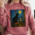 Van Gogh Starry Night Art Cat And Book Lovers Comfort Colors Sweatshirt Orchid Van Gogh Starry Night Art Cat And Book Lovers Comfort Colors Sweatshirt Orchid
