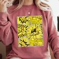 Varsity-Gold Yellow Comic Book University Varsity-Gold Comfort Colors Sweatshirt Orchid
