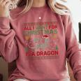 All I Want For Christmas Is A Dragon & Books Ugly Sweater Comfort Colors Sweatshirt Orchid