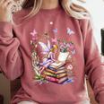 Watercolor Butterfly Fairy Read Book Library Fantasy Novel Comfort Colors Sweatshirt Orchid