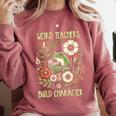 Weird Teachers Build Character Frog Reading Book Librarian Comfort Colors Sweatshirt Orchid