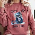 We'Re All Mad Here Cheshire Cat Alice Wonderland Book Kids Comfort Colors Sweatshirt Orchid