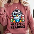 Wild About Reading Book Lover Penguin Comfort Colors Sweatshirt Orchid