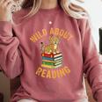 Wild About Reading Cute Leopard Teacher Kids Book Lover Comfort Colors Sweatshirt Orchid Wild About Reading Cute Leopard Teacher Kids Book Lover Comfort Colors Sweatshirt Orchid