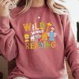 Wild About Reading Kid Love Wild Animal Books Back To School Comfort Colors Sweatshirt Orchid