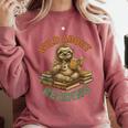 Wild About Reading Sloth Coffee Teacher Book Lover Comfort Colors Sweatshirt Orchid