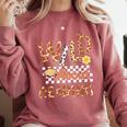 Wild About Reading Teacher Reading Books Back To School Comfort Colors Sweatshirt Orchid