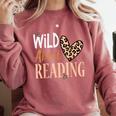 Wild About Reading Teacher Books Reader Lovers Leopard Zebra Comfort Colors Sweatshirt Orchid