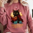 Wizard Cat Reading a Book While Crocheting Comfort Colors Sweatshirt Orchid Wizard Cat Reading a Book While Crocheting Comfort Colors Sweatshirt Orchid