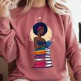 Woman And Books Stack Afro Girl Reading Lover Comfort Colors Sweatshirt Orchid Woman And Books Stack Afro Girl Reading Lover Comfort Colors Sweatshirt Orchid