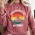 Women's Easily Distracted By Books Comfort Colors Sweatshirt Orchid