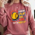Women's Girls Softball Play Like A Girl Comic Book Pop Art Comfort Colors Sweatshirt Orchid Women's Girls Softball Play Like A Girl Comic Book Pop Art Comfort Colors Sweatshirt Orchid