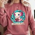 Women's Readsolotl Kawaii Axolotl Reading Book Lover Comfort Colors Sweatshirt Orchid