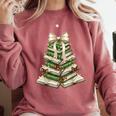 Xmas Tree Books Merry Christmas Coquette Bow Teacher Holiday Comfort Colors Sweatshirt Orchid Xmas Tree Books Merry Christmas Coquette Bow Teacher Holiday Comfort Colors Sweatshirt Orchid