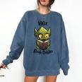 100 Book Goblin Cute Book Reader And Library Lover Comfort Colors Sweatshirt Blue Jean