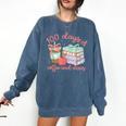 100 Days Of Coffee And Chaos Coquette Bow Book Apple Comfort Colors Sweatshirt Blue Jean