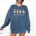 100 Days Of School Cute Goose Coffee Books Teacher Life Comfort Colors Sweatshirt Blue Jean