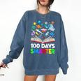 100th Day Of School Astronaut Books Space 100 Days Smarter Comfort Colors Sweatshirt Blue Jean