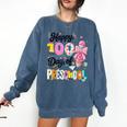 100th Day Of School Teacher Books 100 Days Of Preschool Girl Comfort Colors Sweatshirt Blue Jean